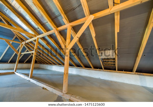 Attic Building Wooden Beams Roof Structure Stock Photo Edit Now