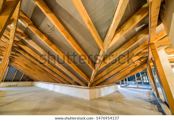 Attic Building Wooden Beams Roof Structure Stock Photo Edit Now