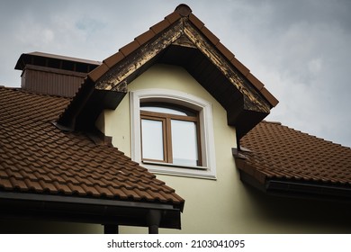 Attic Window. Modern Chalet Roof With Attic Windows. Window On The Roof Of The House