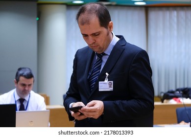 Attila Gyorgy ,Minister For Finance Arrives To Attend In An Economic And Financial Affairs Council Configuration (ECOFIN) In Brussels, Belgium On July 12, 2022.