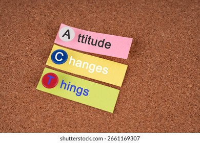 Attitude changes things text on paper note self improvement concept