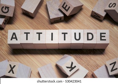 Attitude Word In Wooden Cube