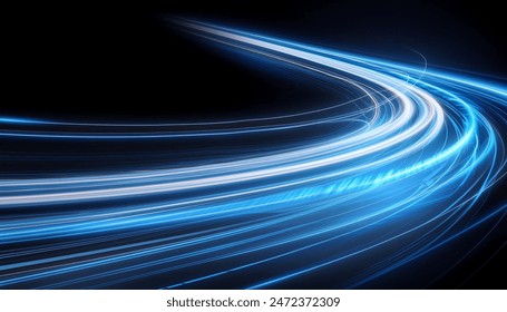 Attract Blue Line Movement, Abstract Wave Line, Light Technology Background, Copy Space..., - Powered by Shutterstock