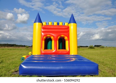 Attraction inflatable slides in nature. Summer. - Shutterstock ID 536094292
