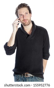 Attractive 30 Years Old Caucasion Man Shot In Studio Isolated On A White Background