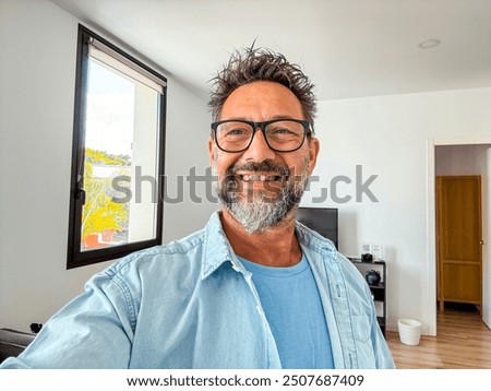 Similar – Image, Stock Photo Stylish handsome man capture. Nature photography
