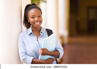 attractive african American female college student on campus
