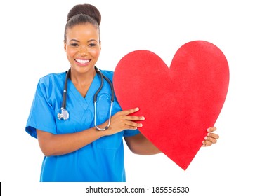 Attractive African American Healthcare Worker With Heart Symbol