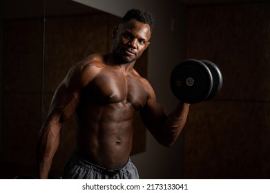 Attractive African American Man Doing Biceps Stock Photo 2173133041 ...