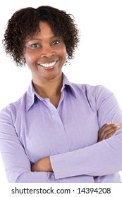 Attractive African Woman A Over White Background