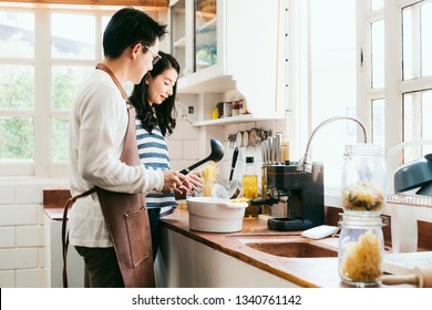 Attractive Asian Couple Marry Family  Preparing Cooking Food Dinner Together With Happiness And Freshful In Home Kitchen Family Ideas Concept