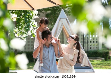 Attractive Asian Family Outdoor Lifestyle