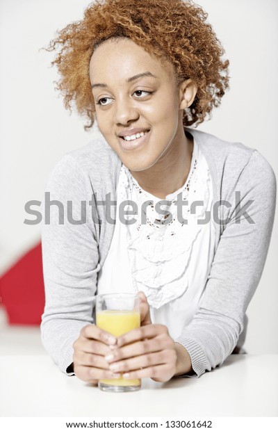 Attractive Black Woman Relaxing Living Room Stock Photo 133061642