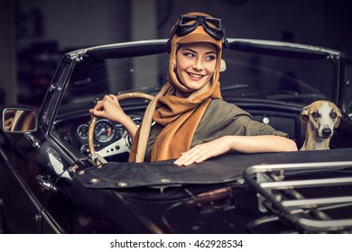 Attractive Brunette Woman In Car