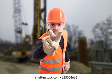 Attractive Builder Doing Im Watching You Stock Photo 625304666 ...