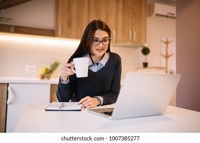 Attractive businesswoman working from home. Online business concept. - Shutterstock ID 1007385277