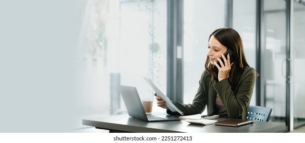 Attractive caucasian business woman top manager working with laptop tablet cojmputer planning financial strategy analyst and global stock market and sector indices trading data. - Shutterstock ID 2251272413