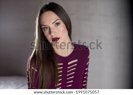 Similar – Young girl posing outdoor