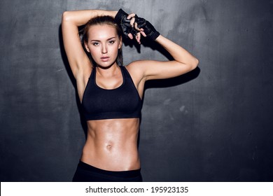 Attractive Fitness Woman, Trained Female Body, Lifestyle Portrait, Caucasian Model