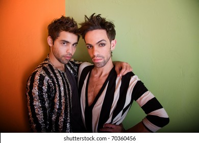 Attractive Gay Couple In Black And White Clothing