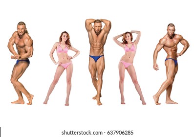 Attractive Male Body Builder On White Background