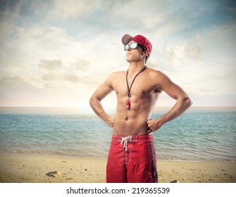 Attractive Man At The Beach 