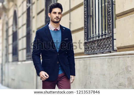 Similar – Attractive man in the street wearing british elegant suit