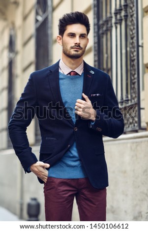 Similar – Attractive man in the street wearing british elegant suit