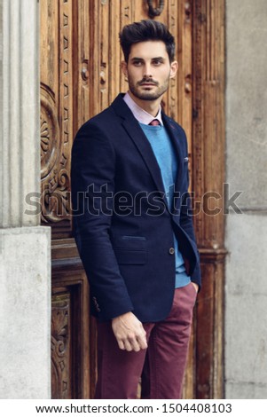 Similar – Attractive man in the street wearing british elegant suit