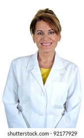 Attractive Middle Aged Woman Wearing A Lab Coat