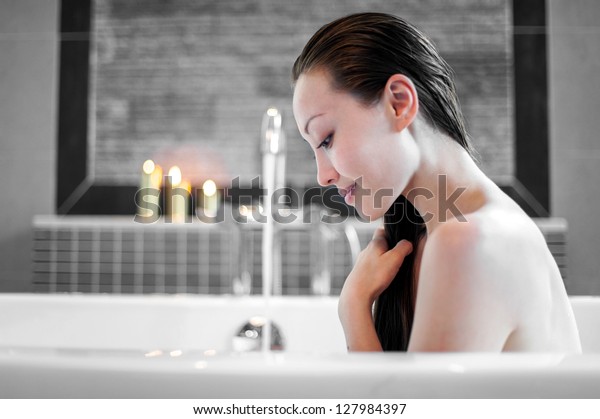 Attractive Mixed Asian Female Relaxing Enjoying Stock Photo Edit