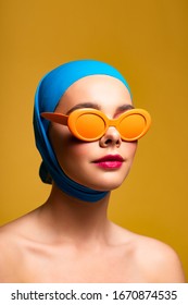 Attractive Naked Woman Scarf Fashionable Sunglasses Stock Photo Shutterstock