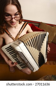 Attractive Nude Woman Playing Accordion Stock Photo Shutterstock