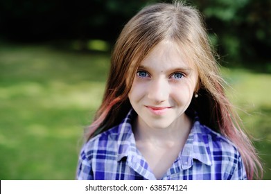 Attractive Preteen Brunette Girl Big Blue Stock Photo (Edit Now) 638574124