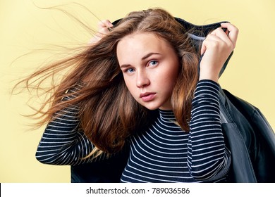 Attractive Redhead Teenager Freckles Posing Fashion Stock Photo ...