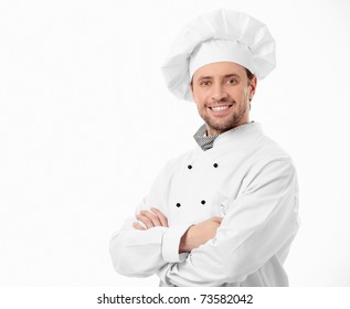 Attractive Smiling Chef On White Background Stock Photo 73582042 ...