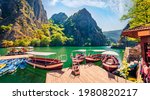 Attractive spring view of popular tourist destination - Matka Canyon. Wonderful morning scene of North Macedonia, Europe. Traveling concept background.