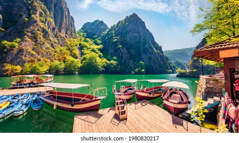 Attractive spring view of popular tourist destination - Matka Canyon. Wonderful morning scene of North Macedonia, Europe. Traveling concept background. - Shutterstock ID 1980820217