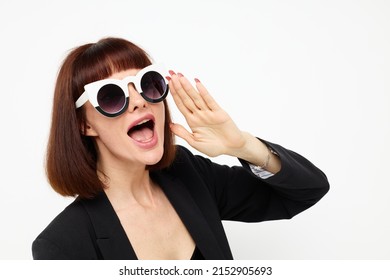 Attractive Woman In A Black Suit Sunglasses Luxury Lifestyle Unaltered