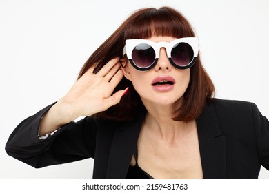 Attractive Woman In A Black Suit Sunglasses Luxury Lifestyle Unaltered