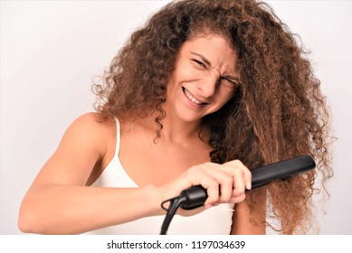 Straightening Curly Hair Stock Photos Images Photography
