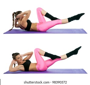 Attractive Woman Making Abs Exercise Routine