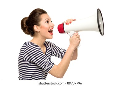 Attractive Woman With Megaphone