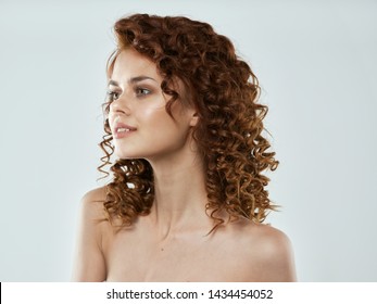 Attractive Woman Naked Shoulders Curly Hair Stock Photo Shutterstock