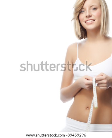 attractive woman on white background