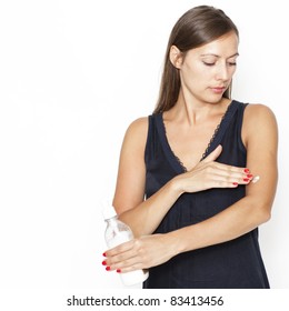 Attractive Woman Putting Lotion On Her Stock Photo Shutterstock