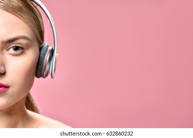 Attractive Woman Wearing Headphones