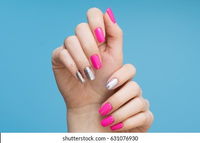 Attractive Women's Hands. Natural Nails With Beautiful Manicure.