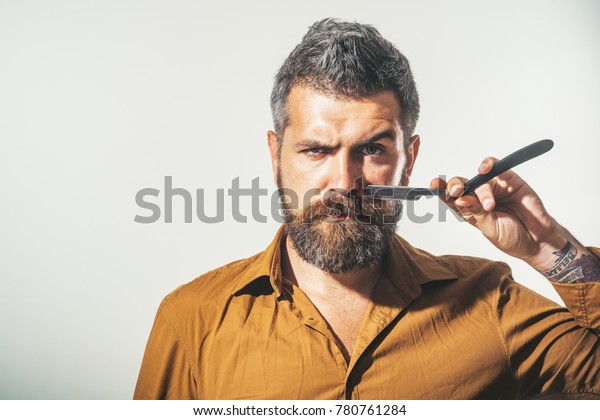 Attractive Yound Barber Thick Black Beard Beauty Fashion Stock Image