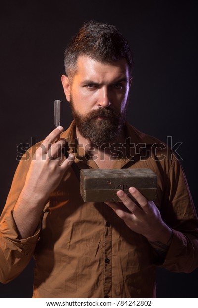 Attractive Yound Barber Thick Black Beard Stock Photo Edit Now